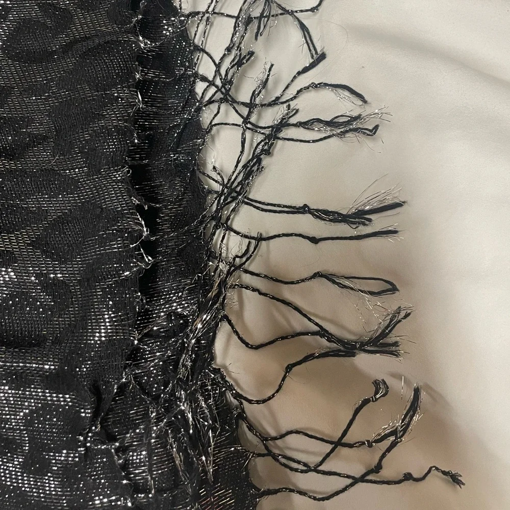 Black Silver Shimmer Leopard‎ Scarf